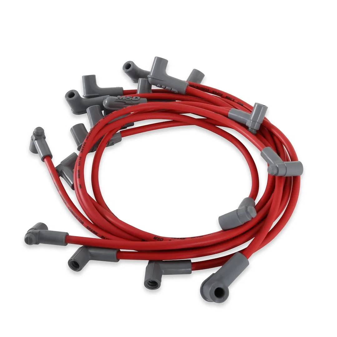 31249 – MSD CO. Spark Plug Wire Set, Pre Assembled Red 8-1/2 Millimeter Silicone and Synthetic Helically Wound Copper...
